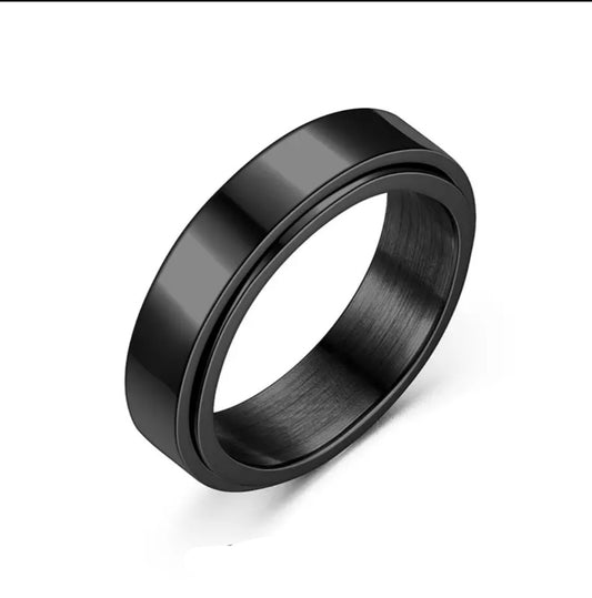 Fidget Ring - Anxiety and Stress Relief - Black Smoothe