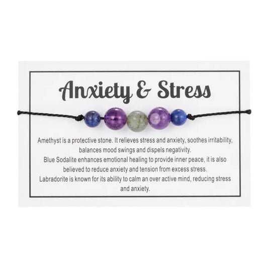 Anxiety Gem Bracelet - Amethyst and Crystal Beads - One size