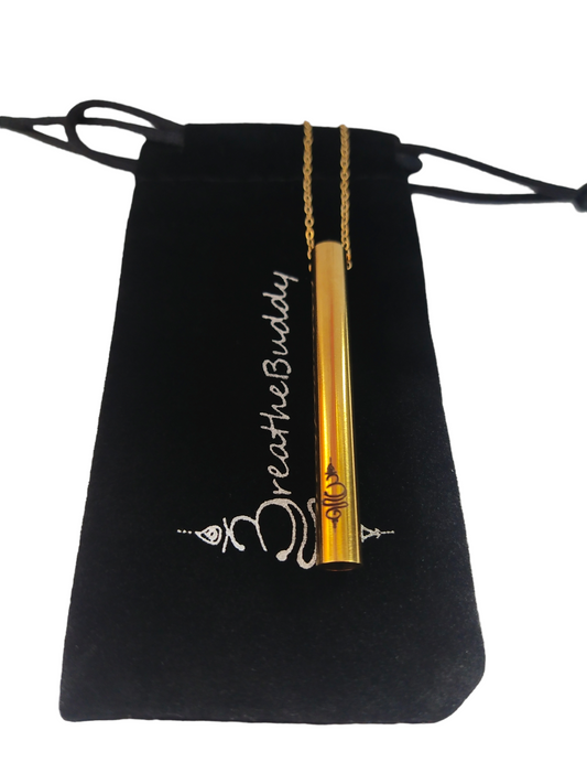 Breathing Necklace for Anxiety Relief - Quit Smoking & Vaping Necklace - 18K Gold Plated - With box - BreatheBuddy