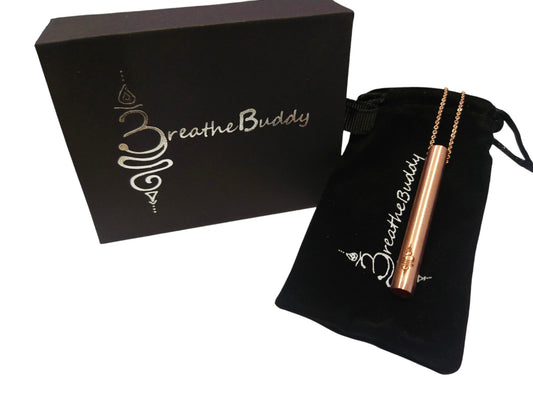 100% Copper Breathing Necklace for Anxiety – Quit Smoking Naturally | BreatheBuddy® Rose Gold Serenity