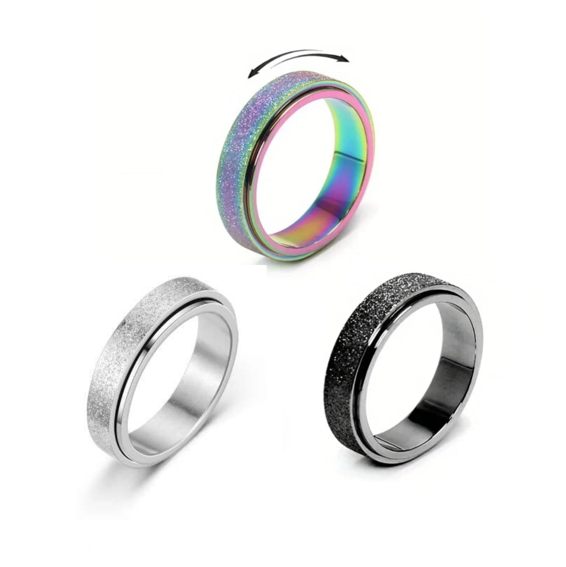 3 x Anxiety Ring for Calming – Fidget Rings for Stress & Focus Support | BreatheBuddy®