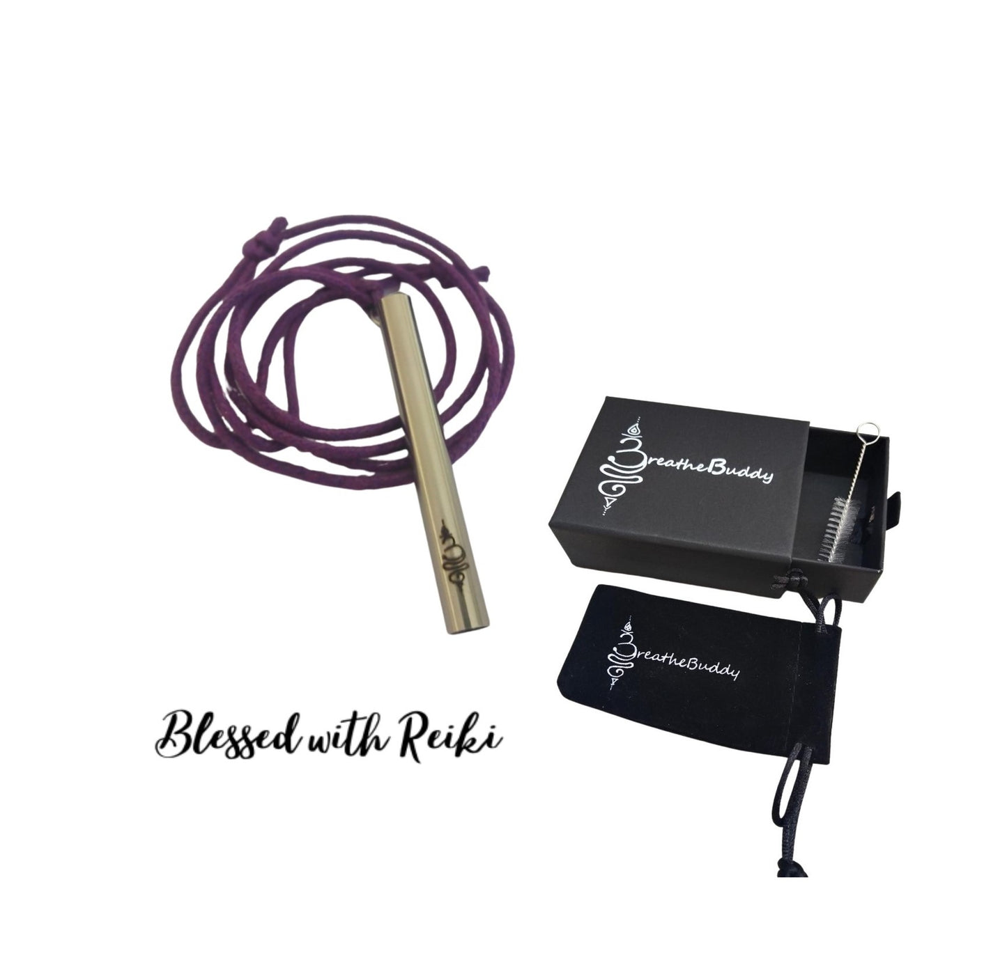 Reiki Infused Breathing Necklace for Calm – Anxiety & Quit Vaping Habit Support | BreatheBuddy® Corded Calm
