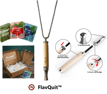 Flavour Air Quit Ritual Starter Kit- Maplewood Necklace with 3 Natural Flavour Air Core Packets | FlavQuit™