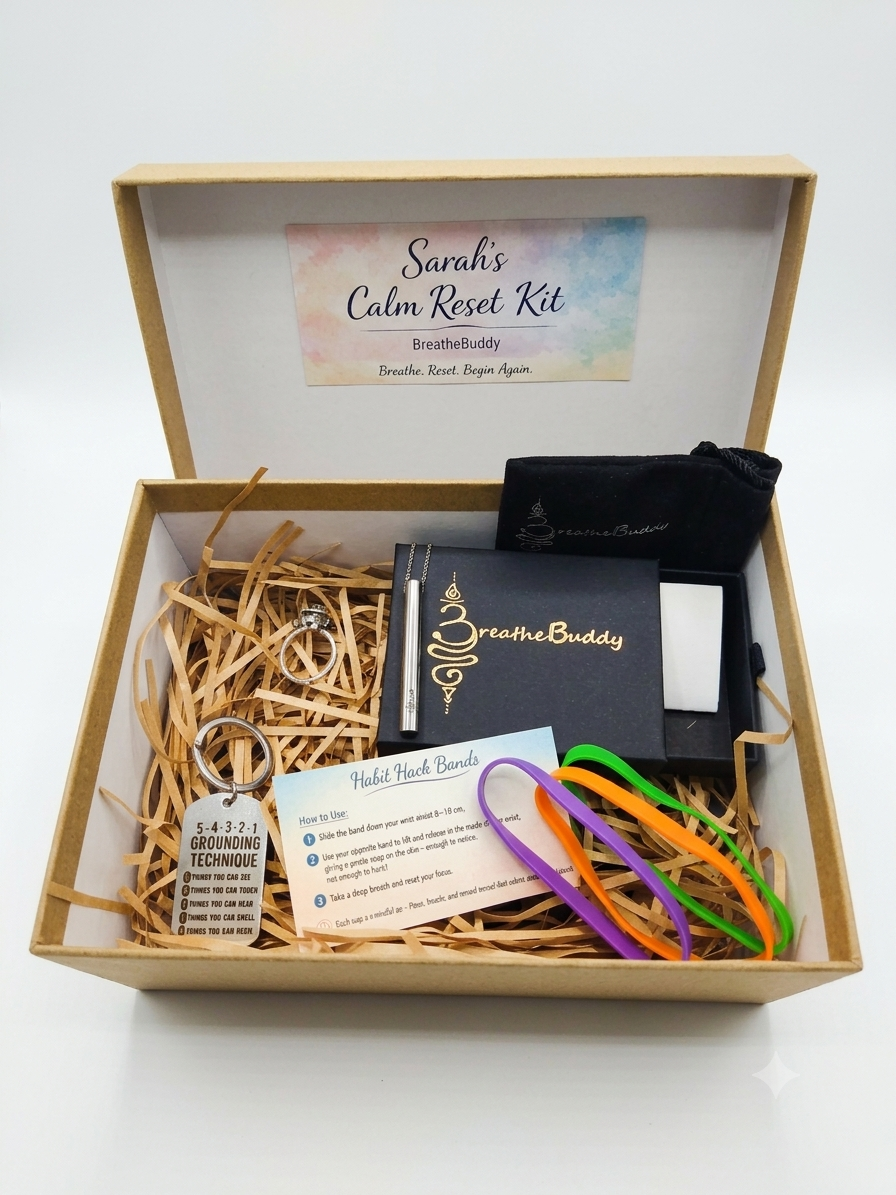 Personalised Anxiety Relief Gift Box - A Gift for Gentle Grounding | BreatheBuddy®