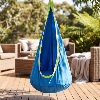 Kids Sensory Pod Swing with Inflatable Cushion - Blue - 150 cm height