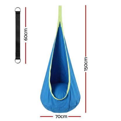 Kids Sensory Pod Swing with Inflatable Cushion - Blue - 150 cm height