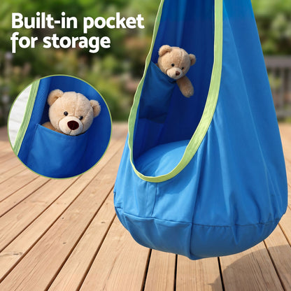 Kids Sensory Pod Swing with Inflatable Cushion - Blue - 150 cm height