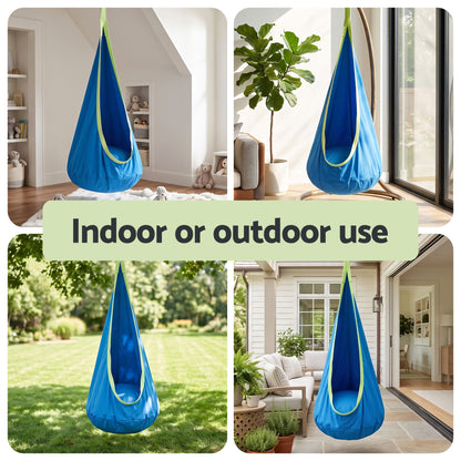 Kids Sensory Pod Swing with Inflatable Cushion - Blue - 150 cm height