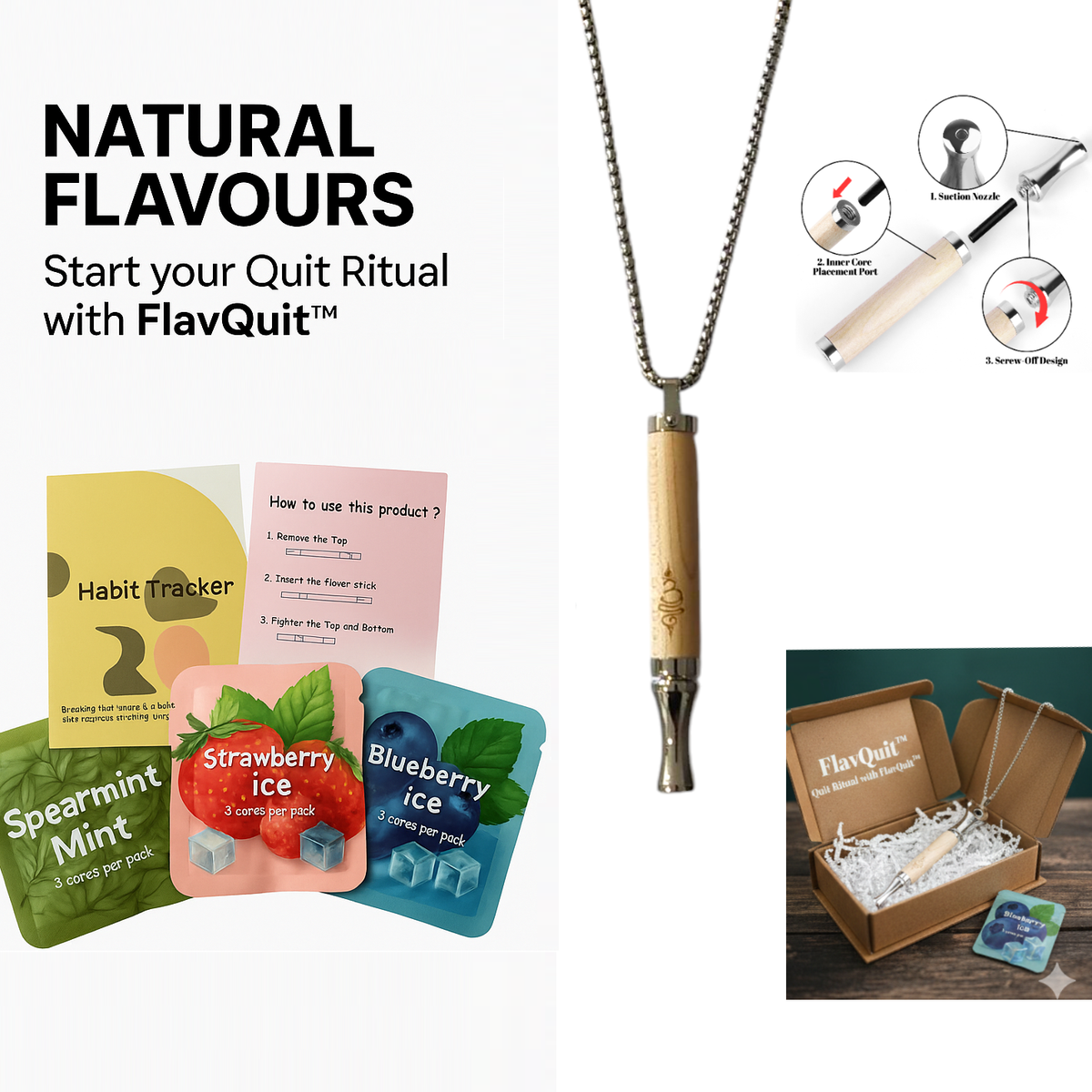 Quit & Calm Ritual Bundle | FlavQuit™ Starter Pack + Stainless Steel S ...