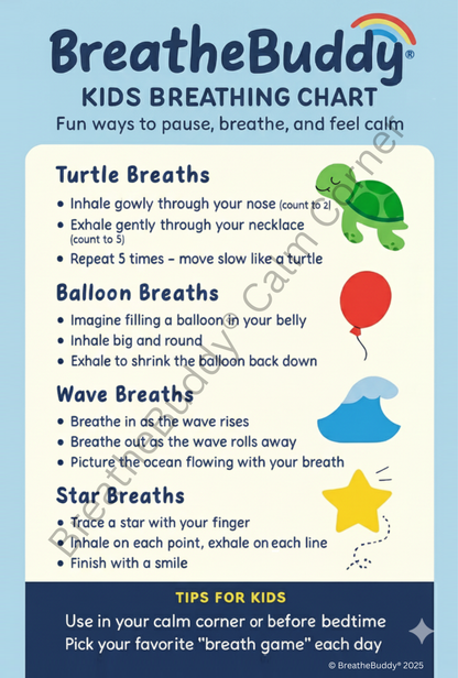 Calm Corner Breathing Exercise Chart - A2 Poster | BreatheBuddy®