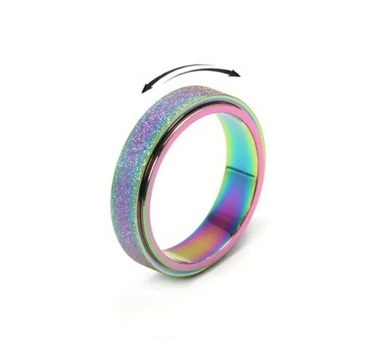 Rainbow Anxiety Ring for Calming – Textured Fidget Ring for Stress & Focus Support | BreatheBuddy®