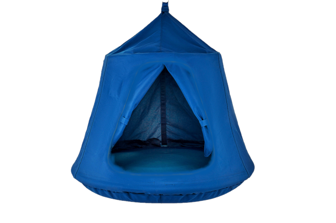 Sensory Tent Swing + Stand Bundle — Blue (Indoor Single‑Point Frame)