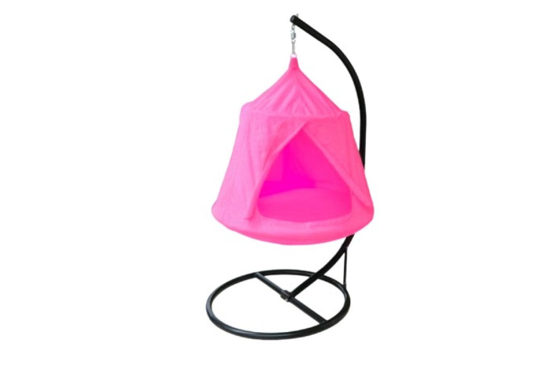 Sensory Tent Swing + Stand Bundle — Pink (Indoor Single‑Point Frame)