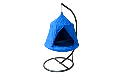 Sensory Tent Swing + Stand Bundle — Blue (Indoor Single‑Point Frame)