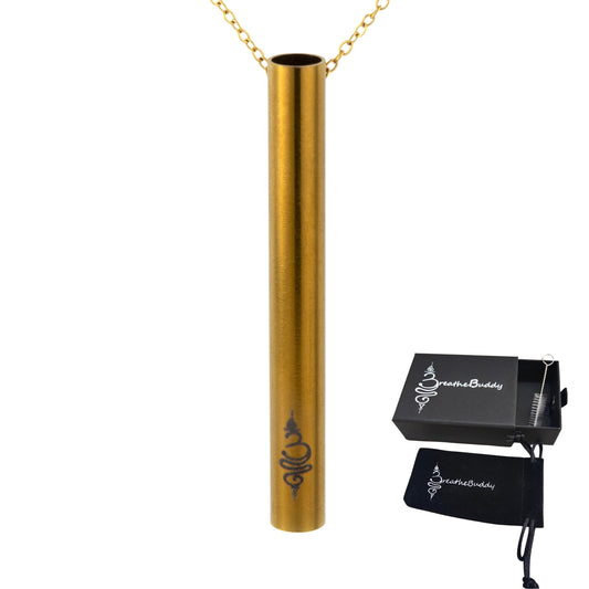 2 x 18K Gold Anxiety Breathing Necklaces – Quit Smoking Necklaces - Calm in Minutes | BreatheBuddy®