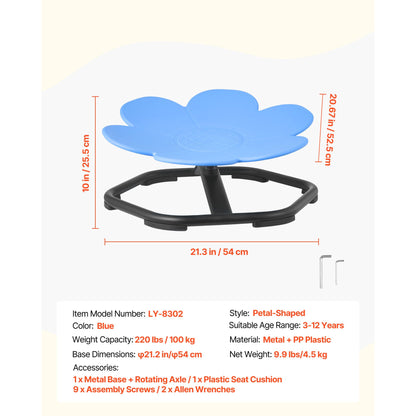 Kids 360 Swivel Chair, 99kg Capacity, Flower Shape Sensory Spinning Chair with non slip base