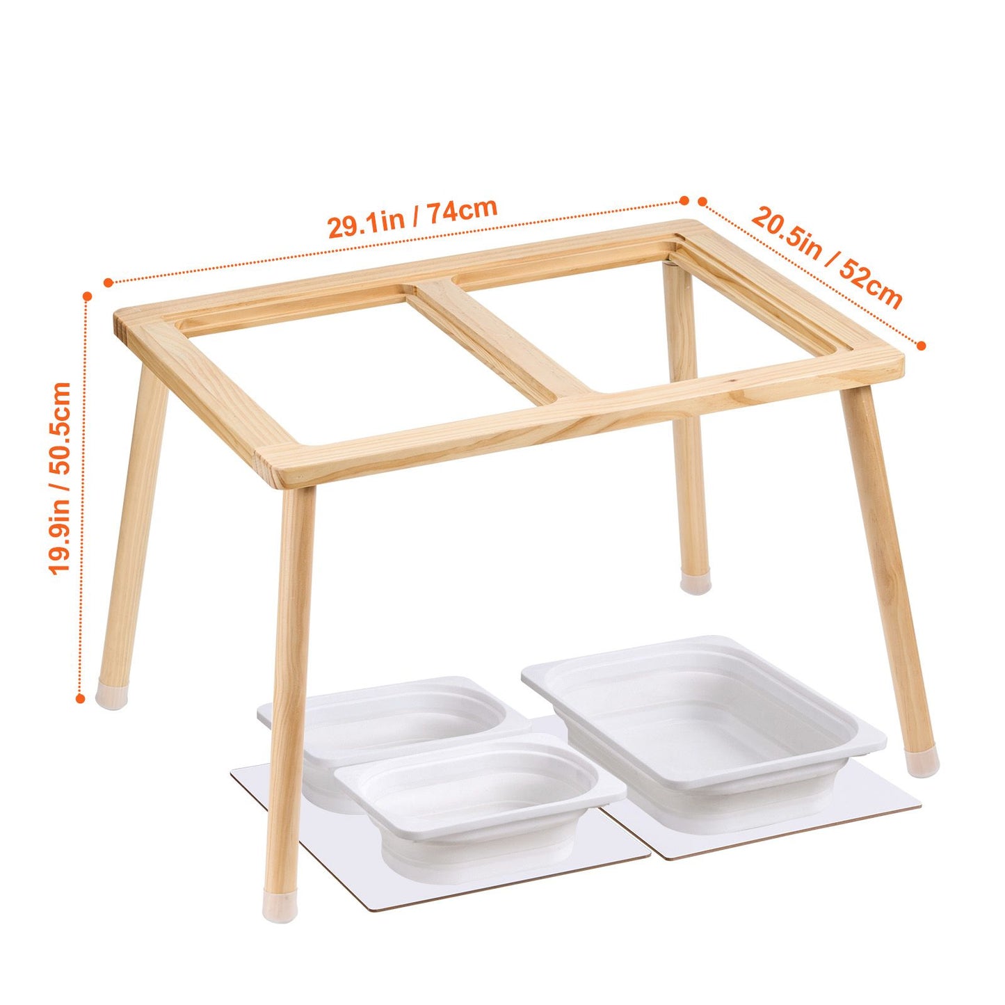 Kids Sensory Table Indoor Wooden Play Sand Water Table with 3 Storage Bins