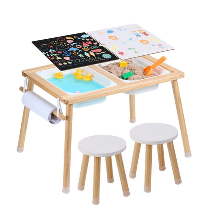 Kids Sensory Table & Chair Set Sand Water Play Table with 2 Storage Bins