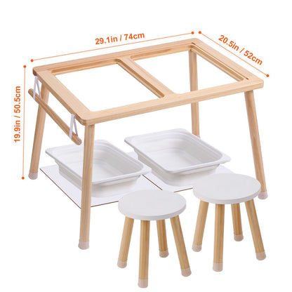 Kids Sensory Table & Chair Set Sand Water Play Table with 2 Storage Bins