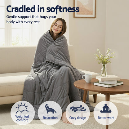 Giselle 9KG Weighted Blanket Adults Kid Anti Anxiety Gravity Blankets Sherpa Fleece