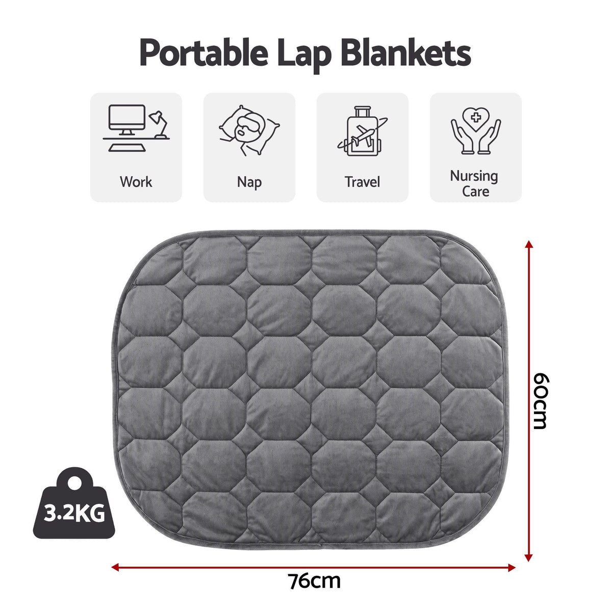 3.2kg Sensory Weighted Lap Blanket for Kids & Adults - Grey
