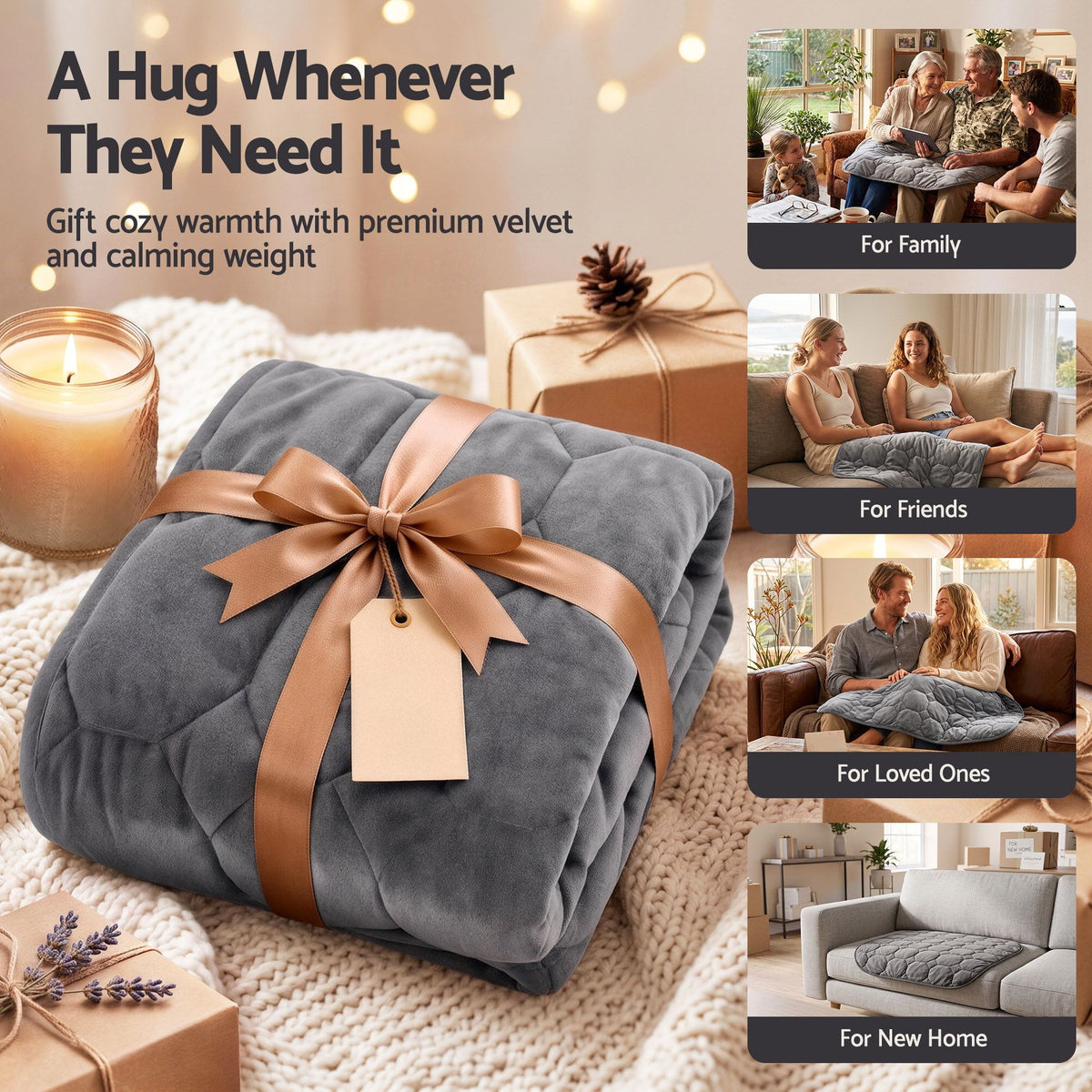 3.2kg Sensory Weighted Lap Blanket for Kids & Adults - Grey