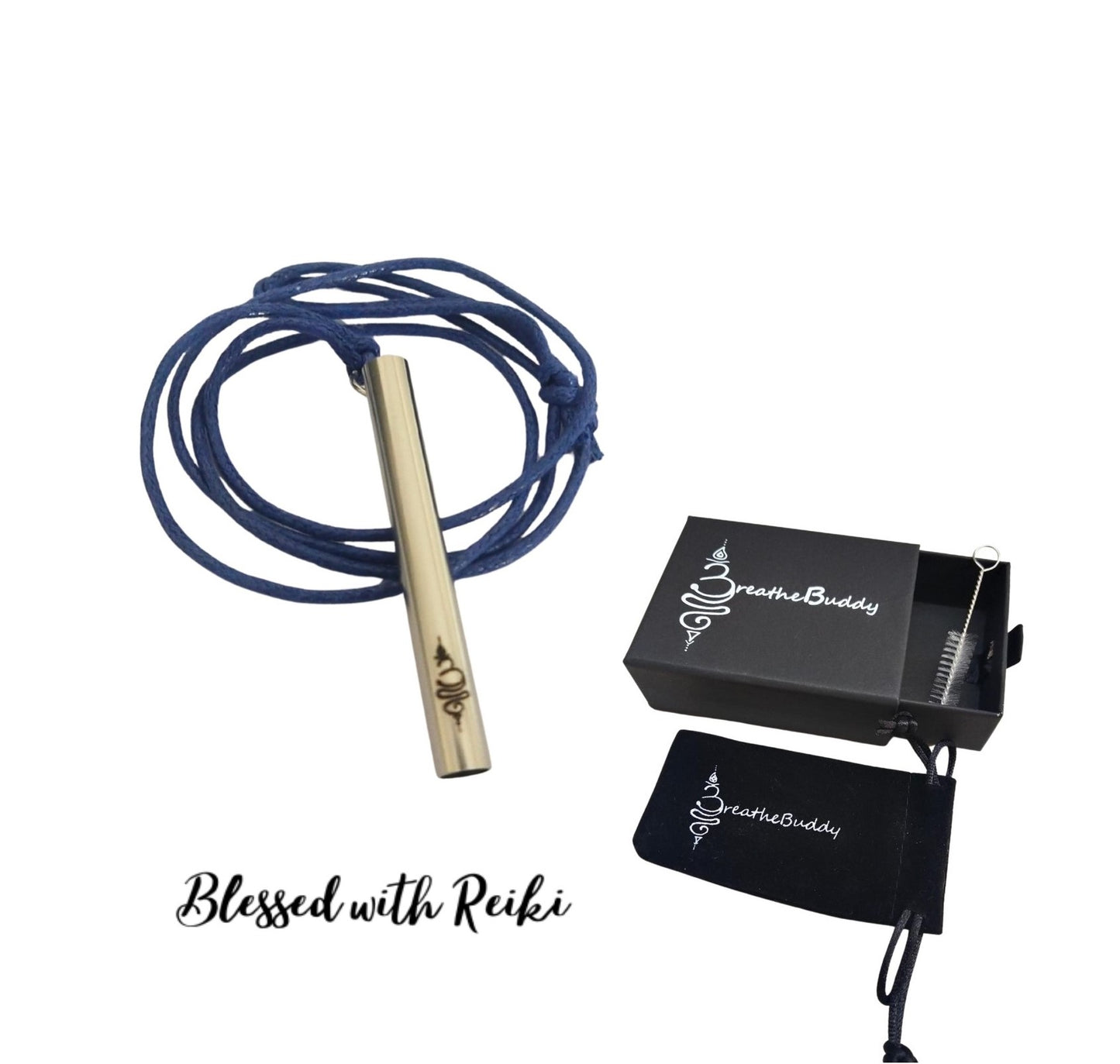 Reiki Infused Breathing Necklace for Calm – Anxiety & Quit Vaping Habit Support | BreatheBuddy® Corded Calm