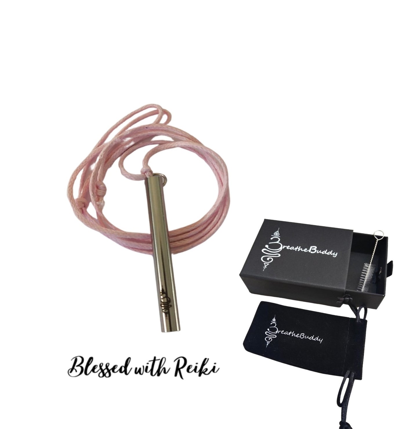 Reiki Infused Breathing Necklace for Calm – Anxiety & Quit Vaping Habit Support | BreatheBuddy® Corded Calm