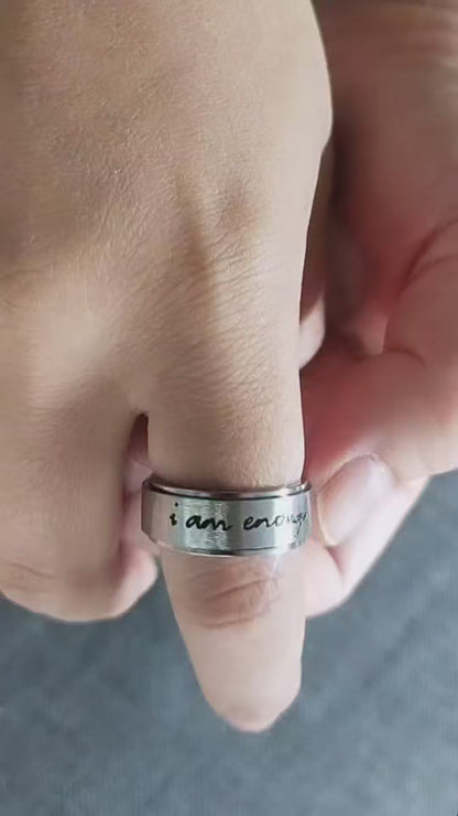 BreatheBuddy®  'I Am Enough' Fidget Ring - Spin to Soothe Anxiety & Stay Grounded with Every Turn