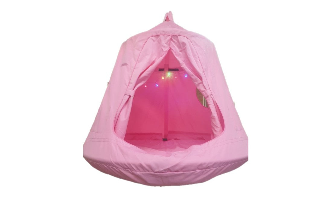 Sensory Tent Swing + Stand Bundle — Pink (Indoor Single‑Point Frame)