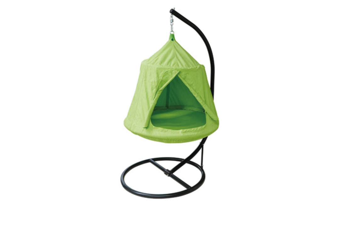 Sensory Tent Swing + Stand Bundle — Green (Indoor Single‑Point Frame)